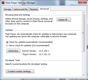 Adobe Flash Settings Manager